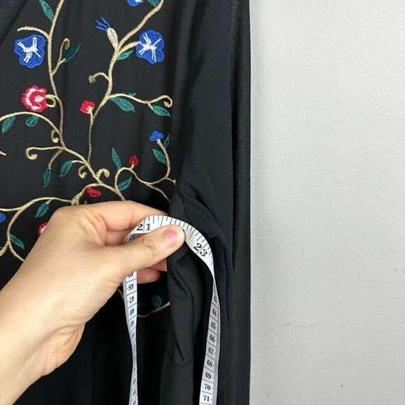 Women’s boho embroidered black chiffon fit flare cocktail plus size 16 dress - Picture 7 of 10